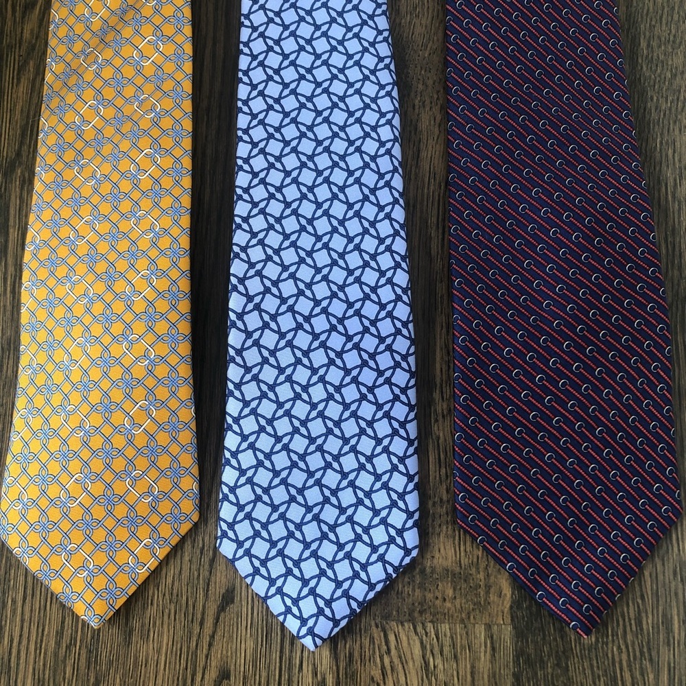Brooks Brothers Set of 3 Silk Ties Blue Yellow Red